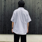 STRIPED OPEN COLLAR SHIRT S/S ( TYPE-2 ) #BLUE [26SS-WMS-OC16]