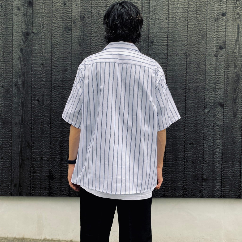 STRIPED OPEN COLLAR SHIRT S/S ( TYPE-2 ) #BLUE [26SS-WMS-OC16]