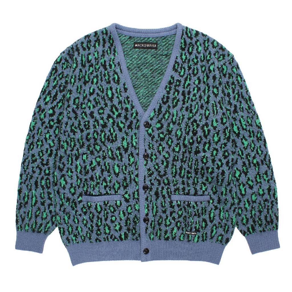LEOPARD MOHAIR JACQUARD CARDIGAN #BLUE [26FW-WMK-KN17]
