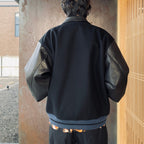 LEATHER VARSITY JACKET ( TYPE-1 ) #BLACK [26SS-WMO-BL05]