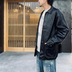 編織皮革連身工作服 #黑色 [BW252-BLC]