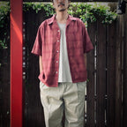 OMBRE CHECK OPEN COLLAR SHIRT S/S ( TYPE-3 ) #PINK [25SS-WMS-OC20]
