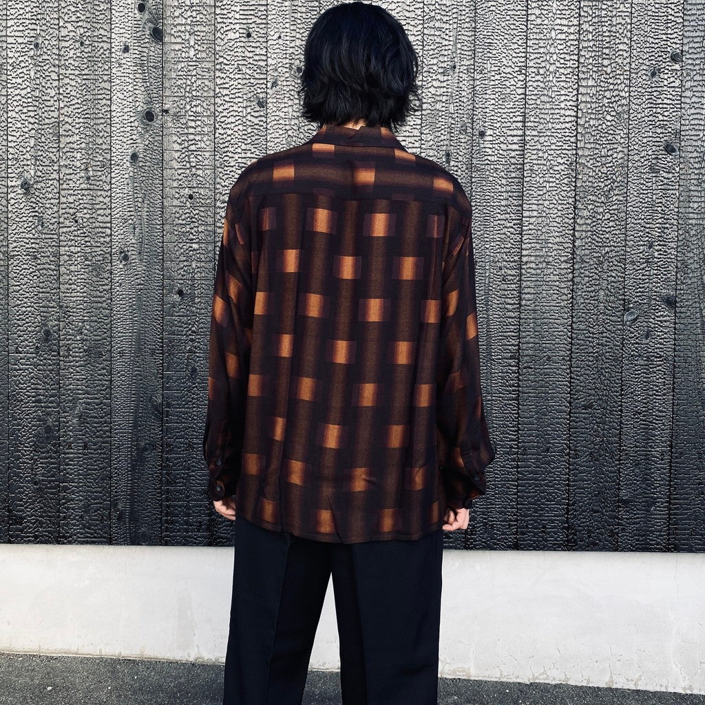 OMBRE CHECK OPEN COLLAR SHIRT L/S ( TYPE-1 ) #BROWN [26FW-WMS-OC01]
