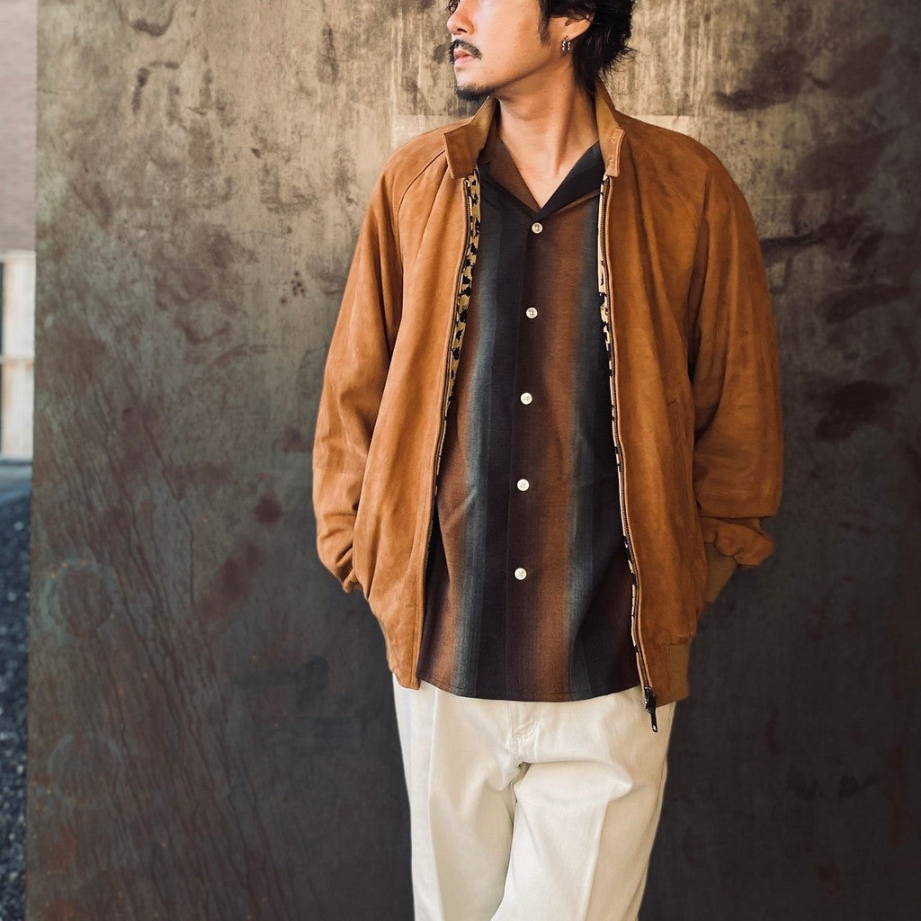 STRIPED OPEN COLLAR SHIRT L/S #BROWN [25FW-WMS-OC07]