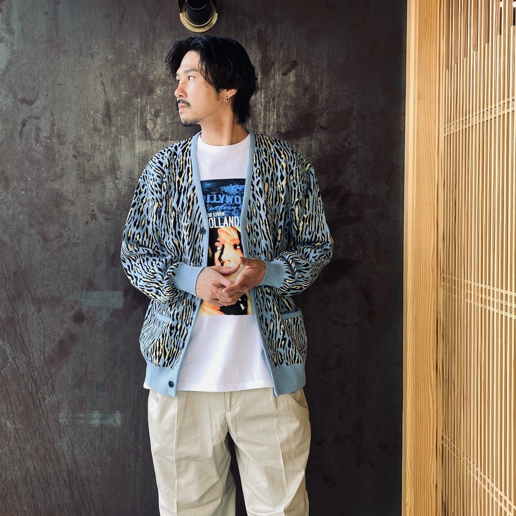 LEOPARD JACQUARD CARDIGAN ( TYPE-2 ) #L-BLUE [26SS-WMK-KN18