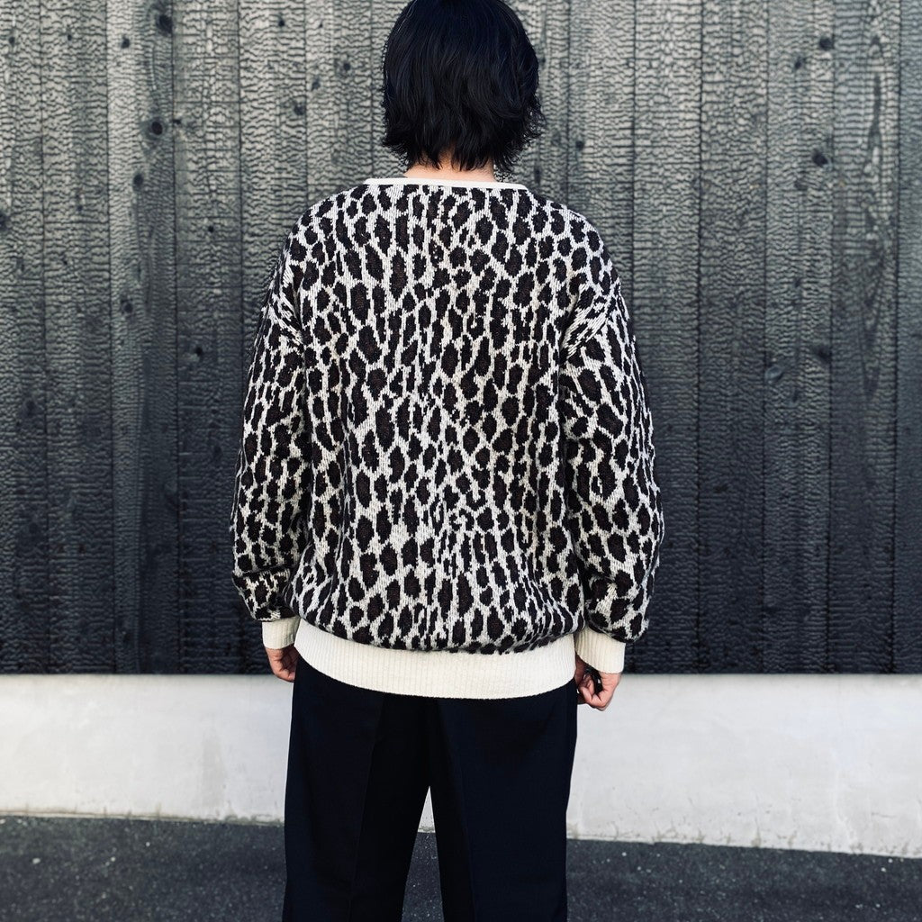 LEOPARD MOHAIR JACQUARD CARDIGAN #WHITE [26FW-WMK-KN17]