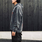 Bootleg Zip Up Hoodie With Damaged (ERROR S) #AGEDBLACK [M-P4-BG8]