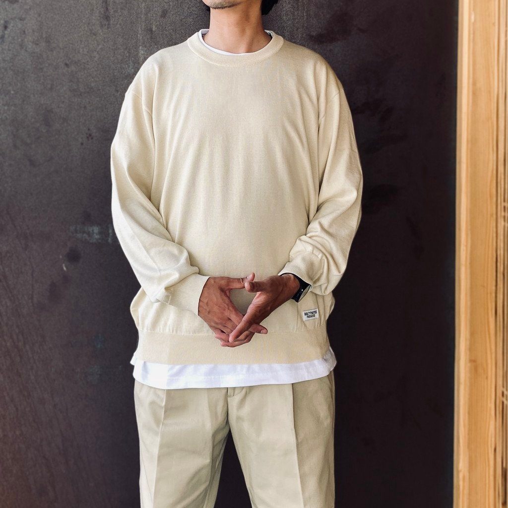 COTTON KNIT CREW NECK SWEATER ( TYPE-1 ) #IVORY [26FWE-WMK-KN01]