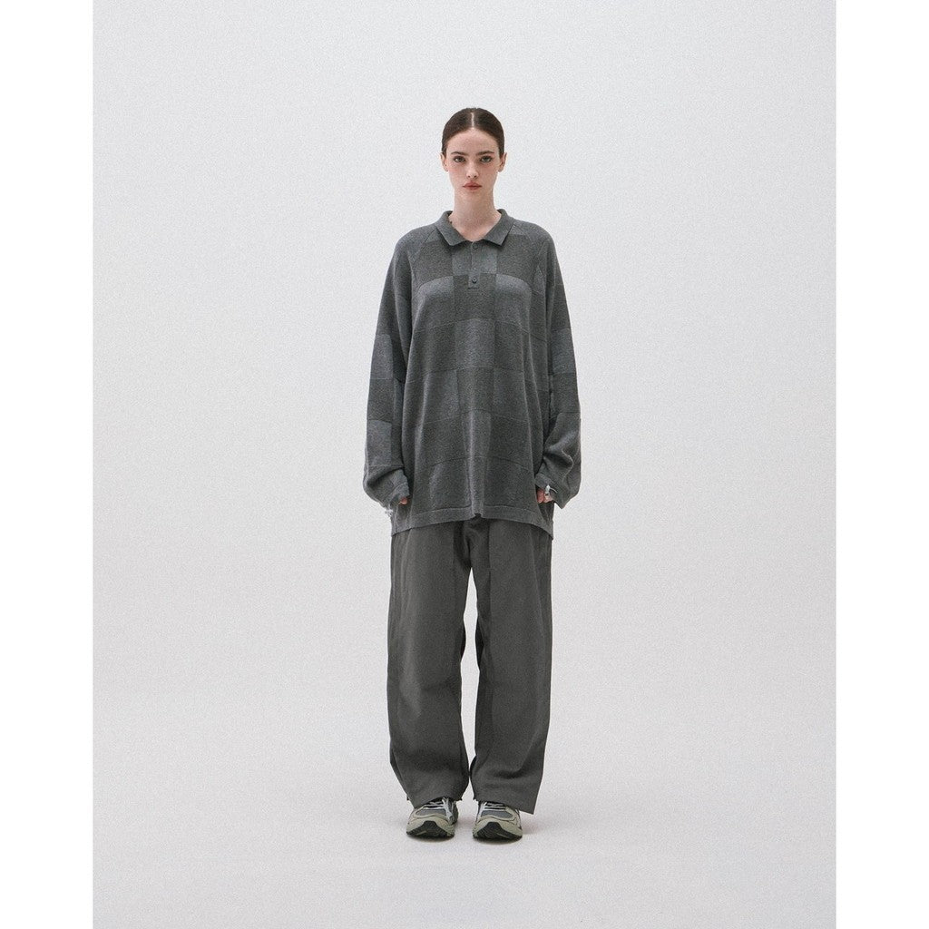 AES | “GAT-01K”棋盤格針織Polo衫 #灰色 [GOOPI-24AW-SEP-03]