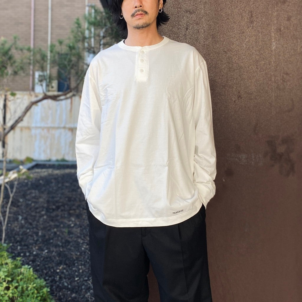 HEALTHKNIT | HENRY NECK LONG SLEEVE T-SHIRT #WHITE [26FW-WMT-HK01]