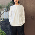 HEALTHKNIT | HENRY NECK LONG SLEEVE T-SHIRT #WHITE [26FW-WMT-HK01]