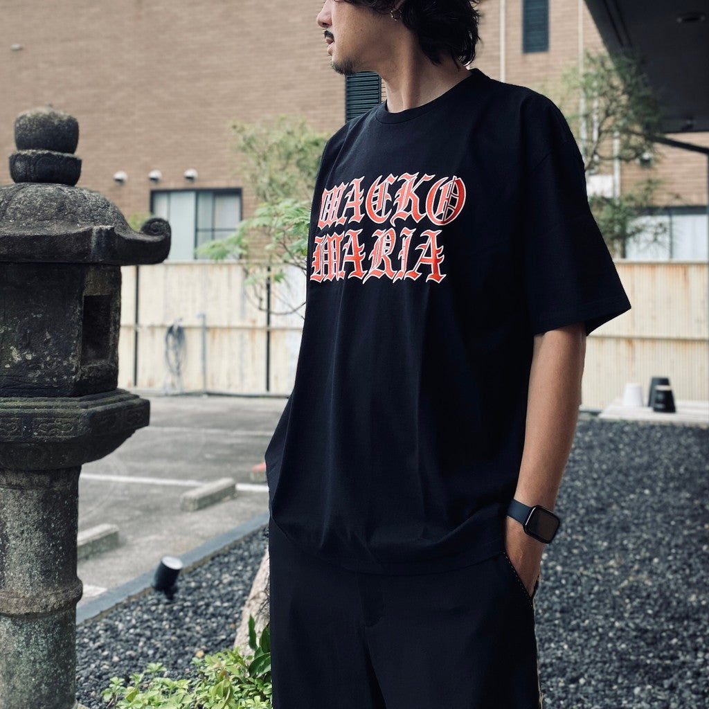 WASHED HEAVY WEIGHT CREW NECK T-SHIRT ( TYPE-11 ) #BLACK-RED [26SS-WMT-WT12]
