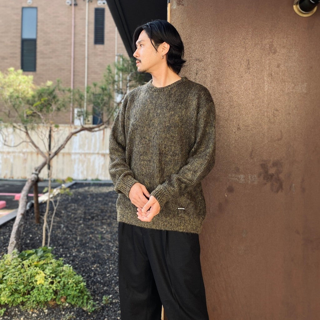 MIX MOHAIR CREW NECK SWEATER #KHAKI [26FW-WMK-KN03]
