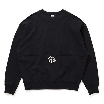 Embroidered Logo Switching Cotton Sweatshirt #BLACK [CCC-241C001]