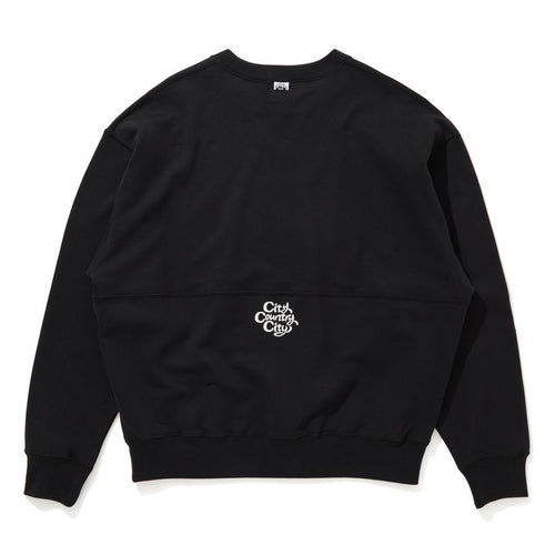 Embroidered Logo Switching Cotton Sweatshirt #BLACK [CCC-241C001 