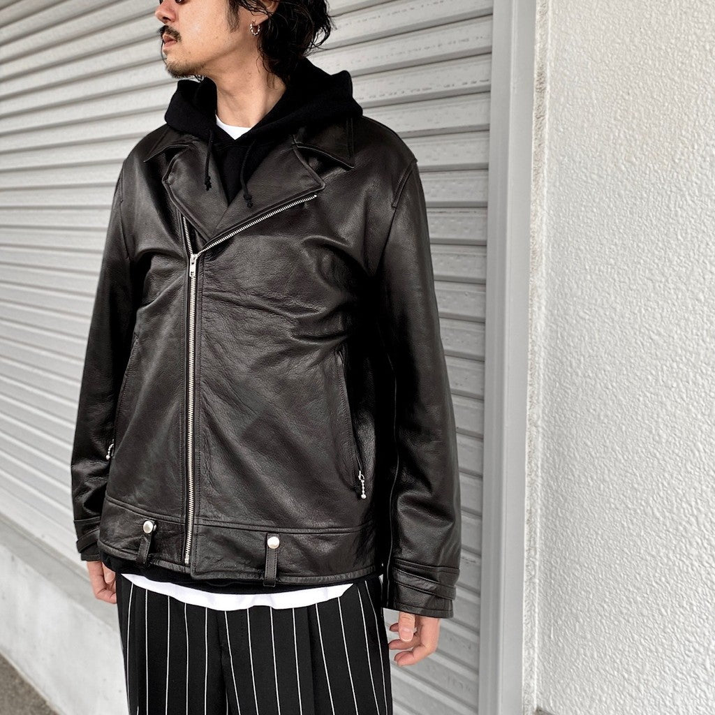 DOUBLE RIDERS LEATHER JACKET -TYPE 2- #BLACK [24SS-WMO-BL04]