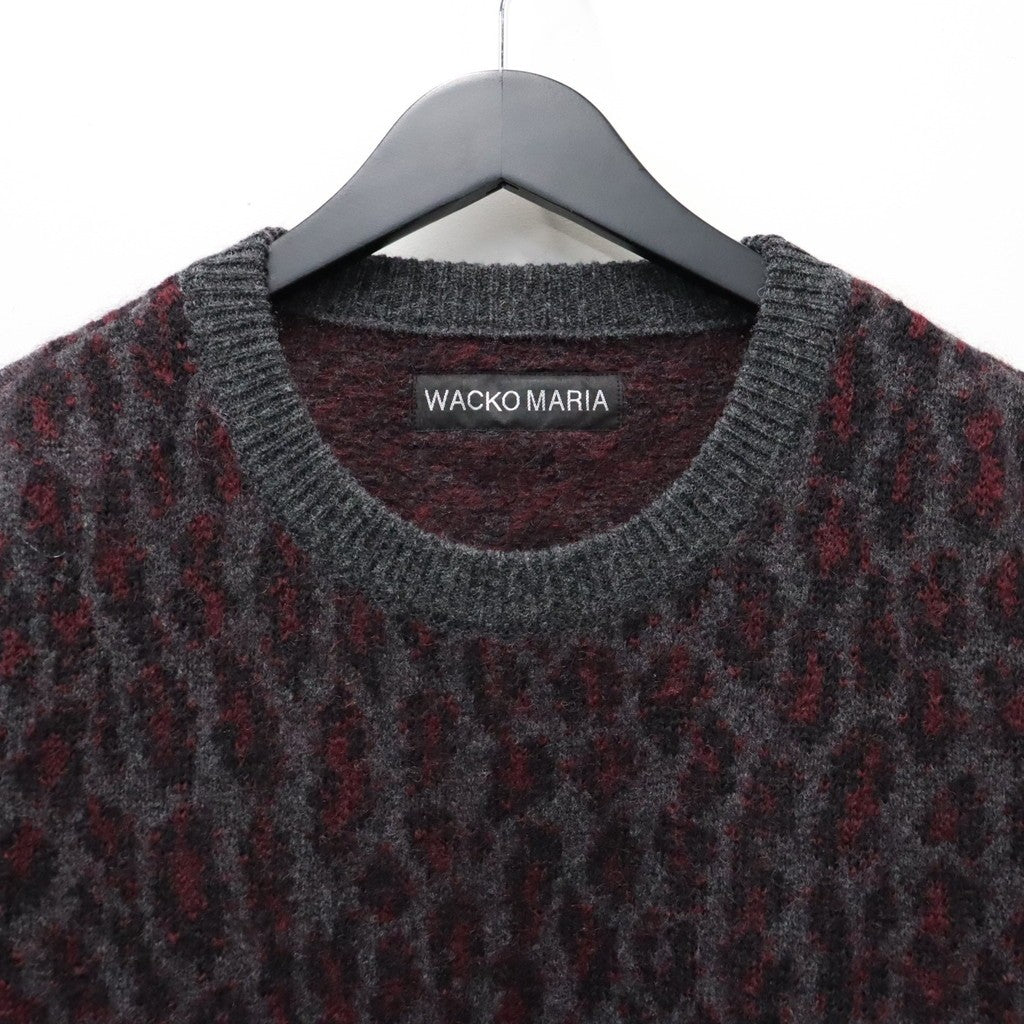 LEOPARD MOHAIR JACQUARD CREW NECK SWEATER #CHARCOAL [26FW-WMK-KN16]