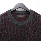 LEOPARD MOHAIR JACQUARD CREW NECK SWEATER #CHARCOAL [26FW-WMK-KN16]