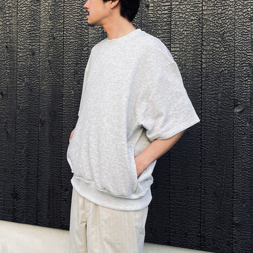TECH SWEAT CREW S/S #HEATHER GRAY [BE-51026]