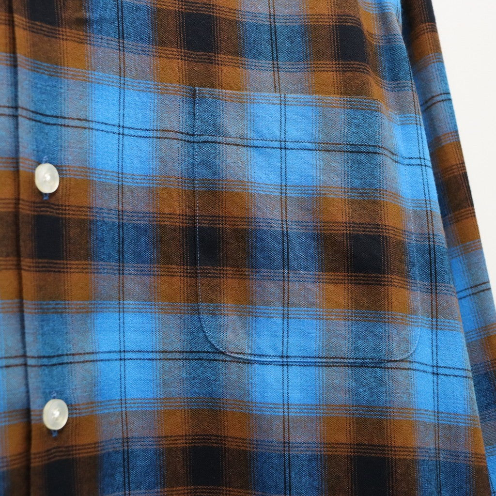 OMBRE CHECK OPEN COLLAR SHIRT L/S ( TYPE-1 ) #BLUE [26SS-WMS-OC11]