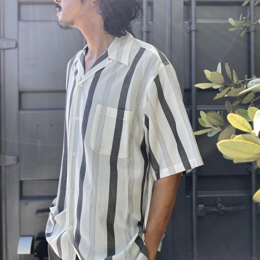 STRIPED OPEN COLLAR SHIRT S/S -TYPE 1- #WHITE [24SS-WMS-OC08]