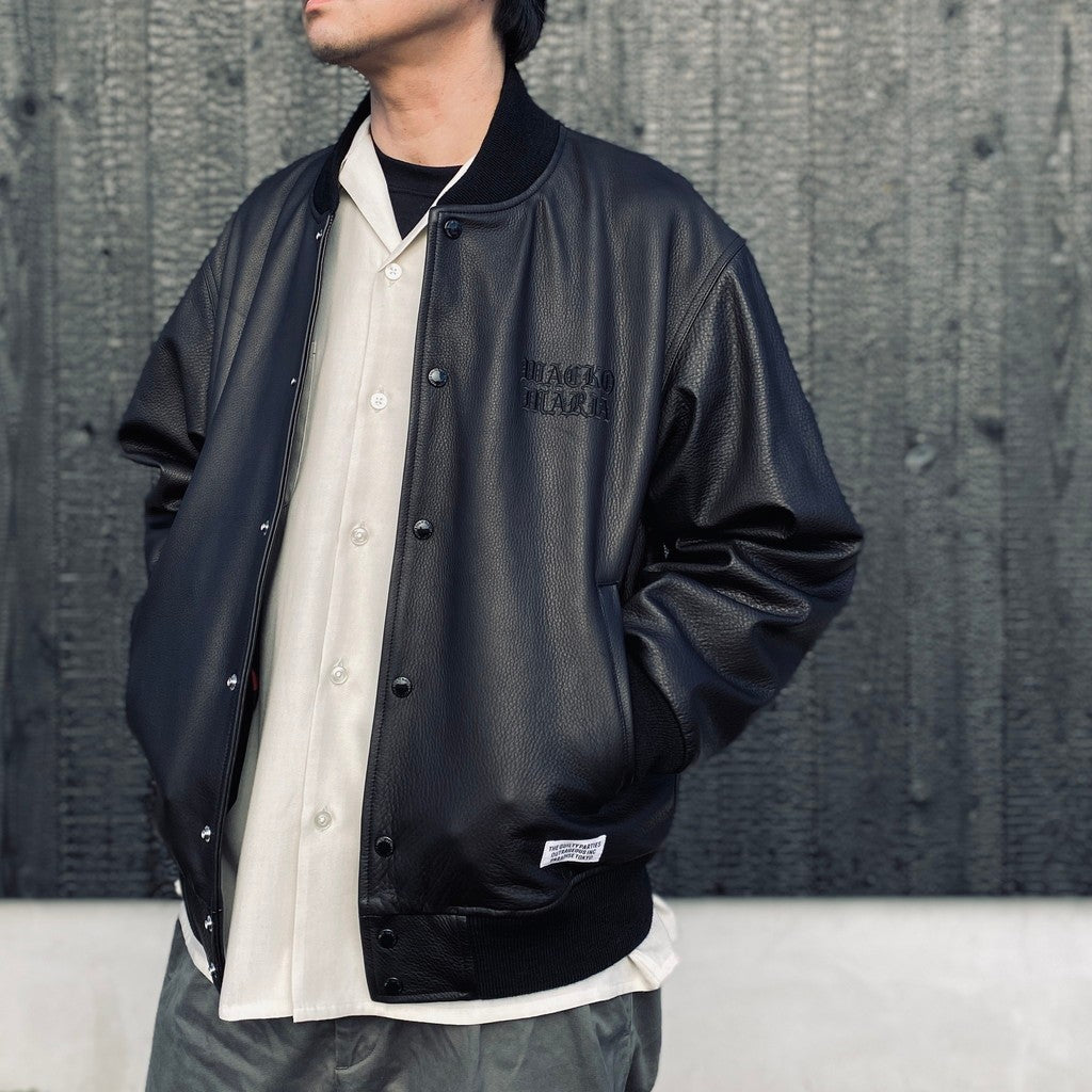 LEATHER VARSITY JACKET ( TYPE-2 ) #BLACK [26SSE-WMO-BL02]