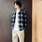 OMBRE CHECK OPEN COLLAR SHIRT L/S ( TYPE-1 ) #GRAY [26FWE-WMS-OC01]