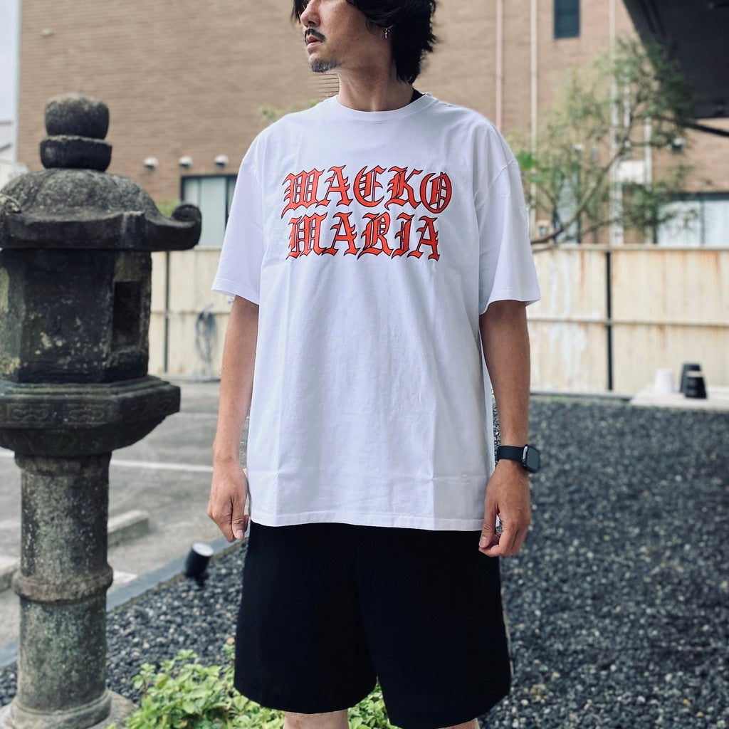 WASHED HEAVY WEIGHT CREW NECK T-SHIRT ( TYPE-11 ) #WHITE-RED [26SS-WMT-WT12]