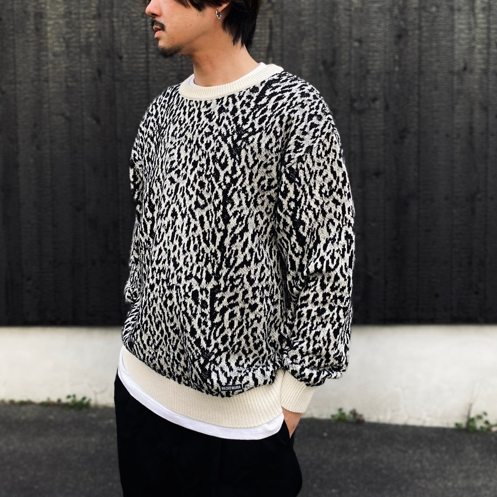LEOPARD JACQUARD SWEATER ( TYPE-1 ) #WHITE [26SS-WMK-KN13 LEOPARD JACQUARD SWEATER ( TYPE-1 ) #WHITE [26SS-WMK-KN13