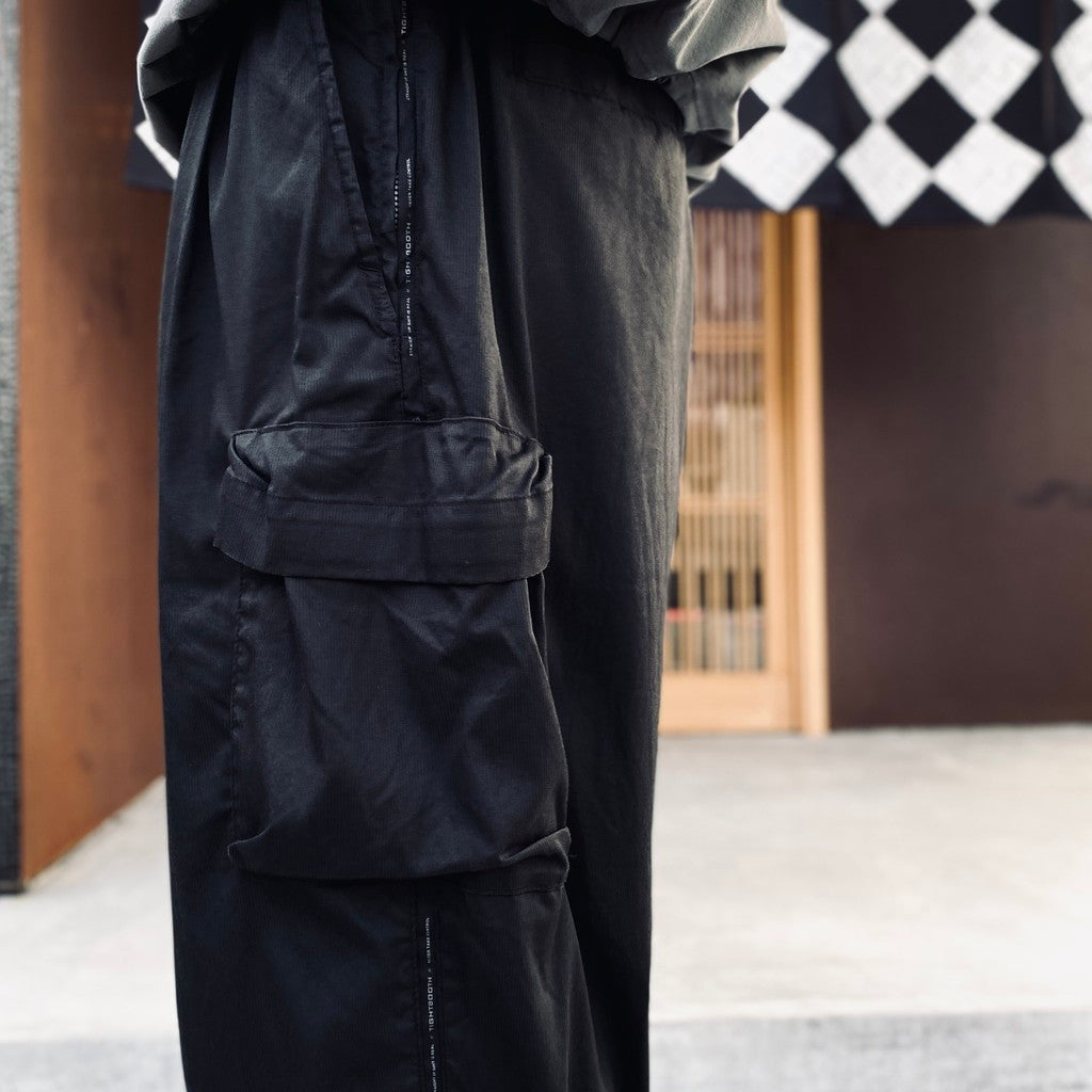 STRIPE BAGGY CARGO PANTS #Black [SU26-B06]
