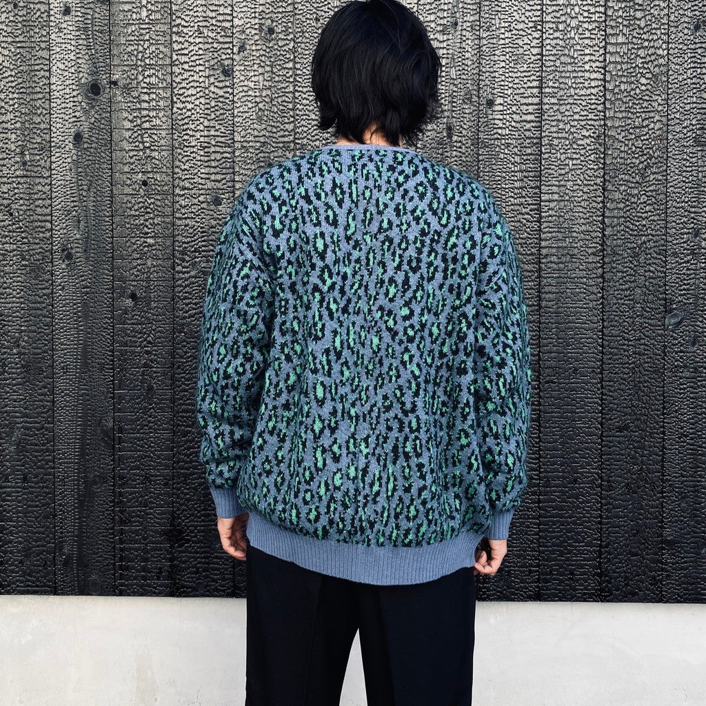LEOPARD MOHAIR JACQUARD CARDIGAN #BLUE [26FW-WMK-KN17]