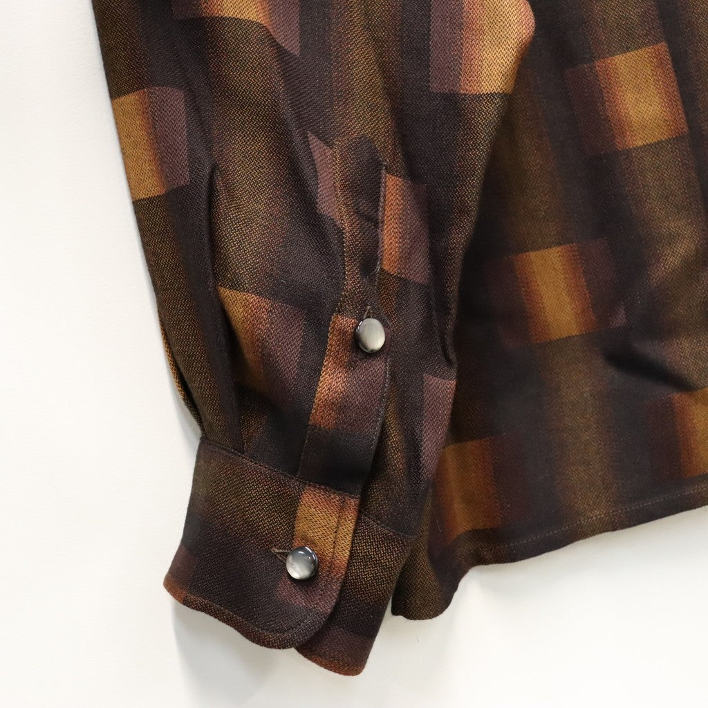 OMBRE CHECK OPEN COLLAR SHIRT L/S ( TYPE-1 ) #BROWN [26FW-WMS-OC01]