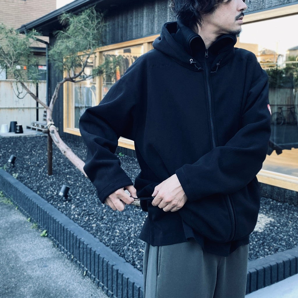 ATTACHED HOOD FLEECE ZIP UP #BLACK [CES29CS18]