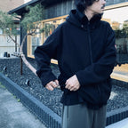 ATTACHED HOOD FLEECE ZIP UP #BLACK [CES29CS18]