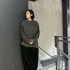 圓領雙層針織長袖衫 #炭灰色 [CES26CS22]