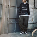 HERRINGBONE BALLOON PANTS #Charcoal [SS25-B06]