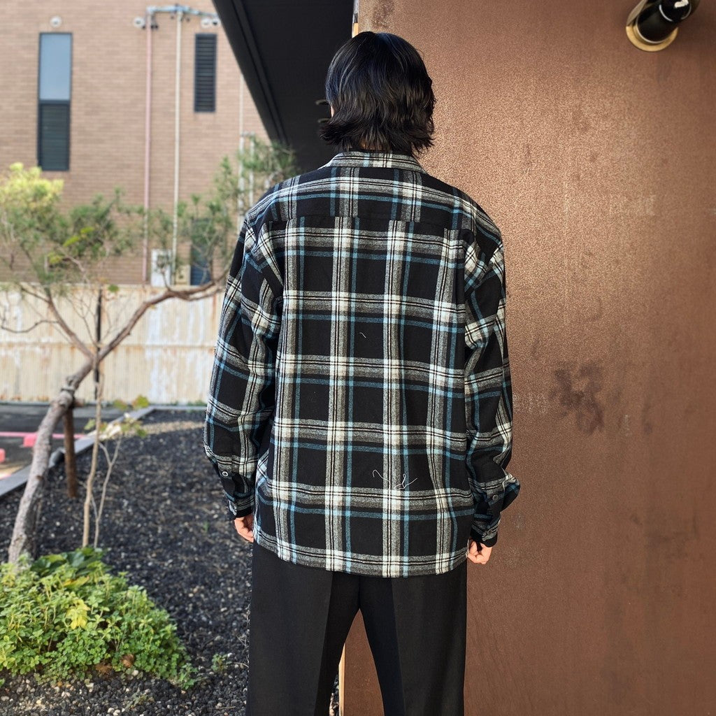 PENDLETON | WOOL OMBRE CHECK OPEN COLLAR SHIRT L/S ( TYPE-3 ) #BLUE / WHITE [26FW-WMS-PE03]