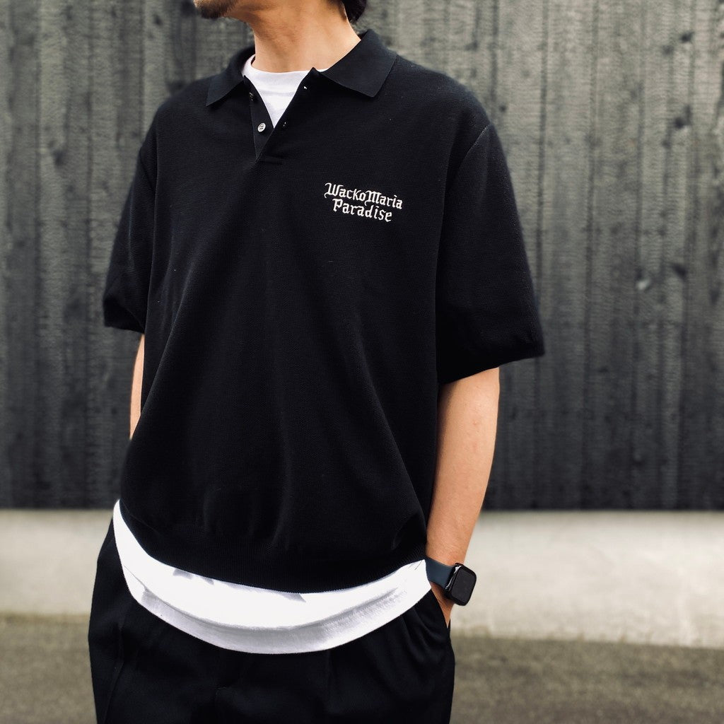 KNIT POLO SHIRT #BLACK [26SS-WMK-KN06] - cocorozashi 三重県四日市