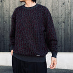 LEOPARD MOHAIR JACQUARD CREW NECK SWEATER #CHARCOAL [26FW-WMK-KN16]