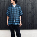 OMBRE CHECK OPEN COLLAR SHIRT S/S ( TYPE-3 ) #BLUE [26SS-WMS-OC14]
