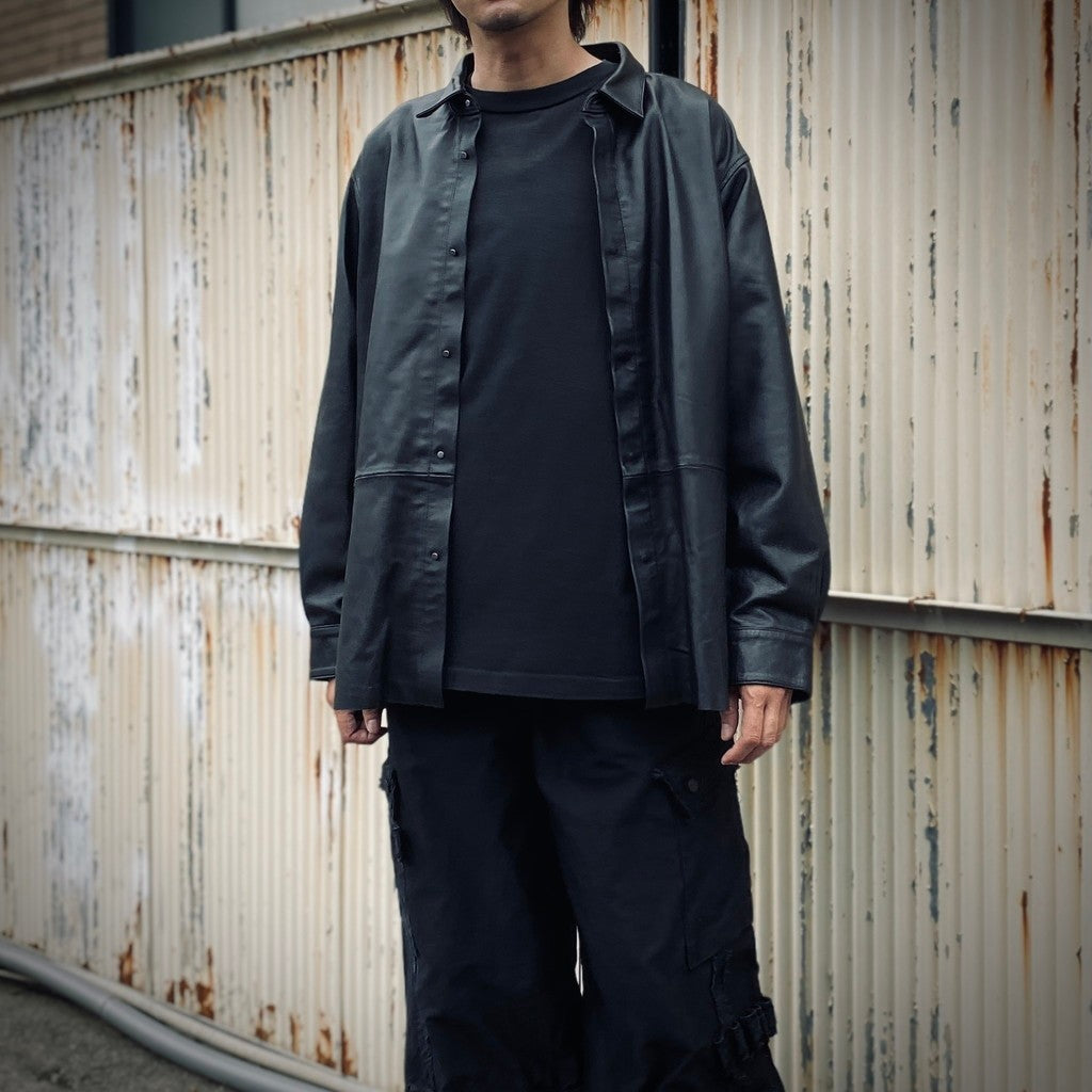 皮革襯衫 #黑羊皮皮革 [sn25f002]