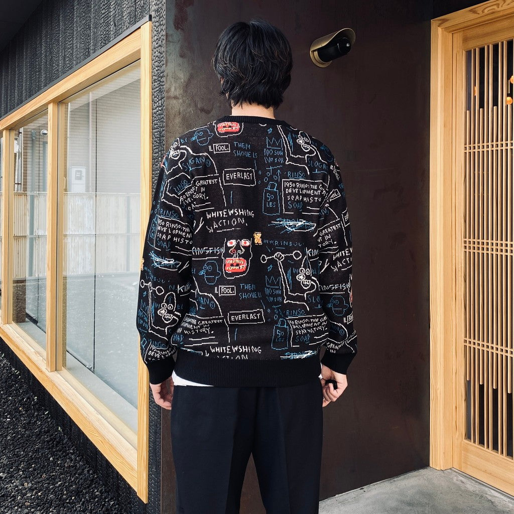 JEAN-MICHEL BASQUIAT | CREW NECK SWEATER ( TYPE-1 ) #ONE [BASQUIAT-WM-KN11]