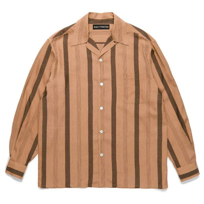 STRIPED OPEN COLLAR SHIRT L/S ( TYPE-1 ) #BROWN [24FW-WMS-OC05]