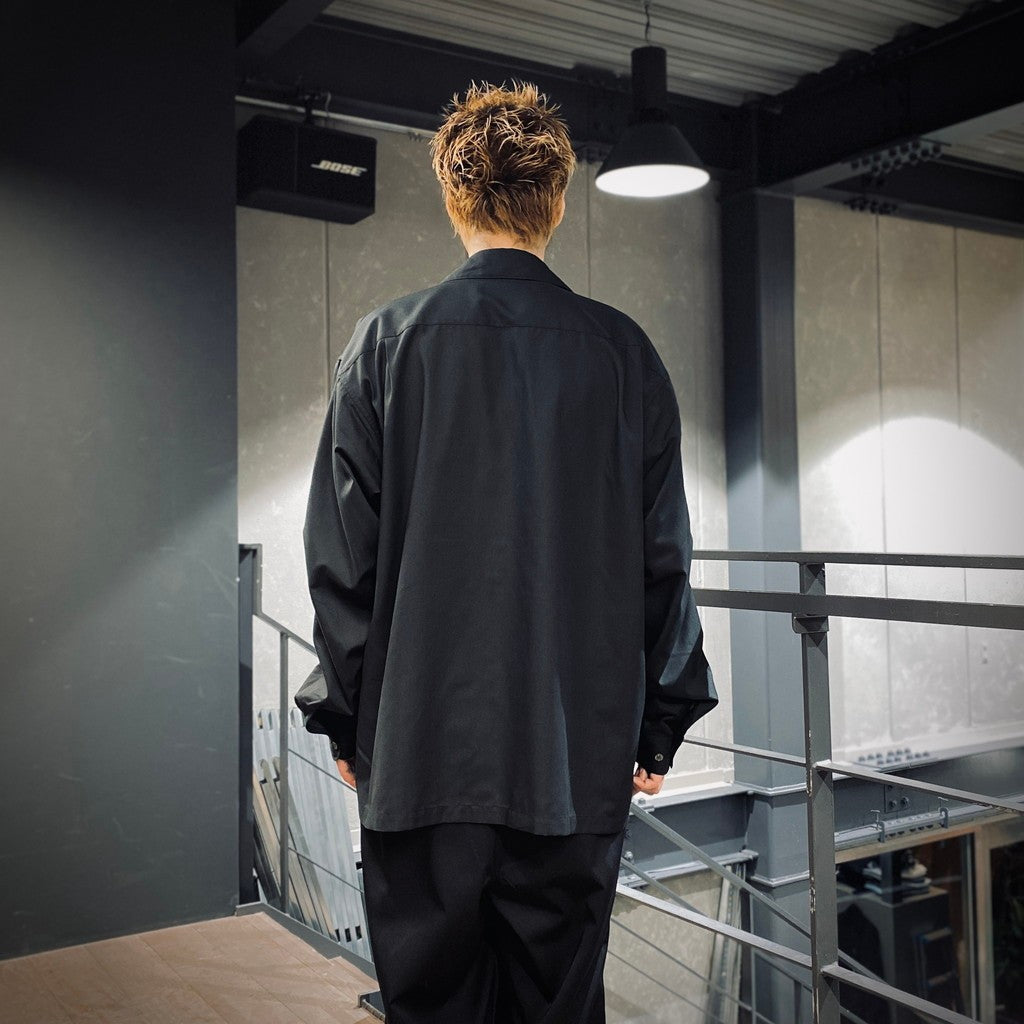 TECH SPORTS OPEN COLLAR SHIRT L/S #BLACK [BE-82025]