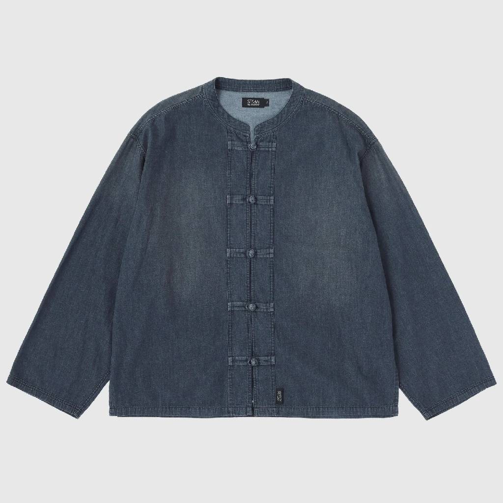 Light Denim Kungfu Shirt #Black [SD26S-SH04]