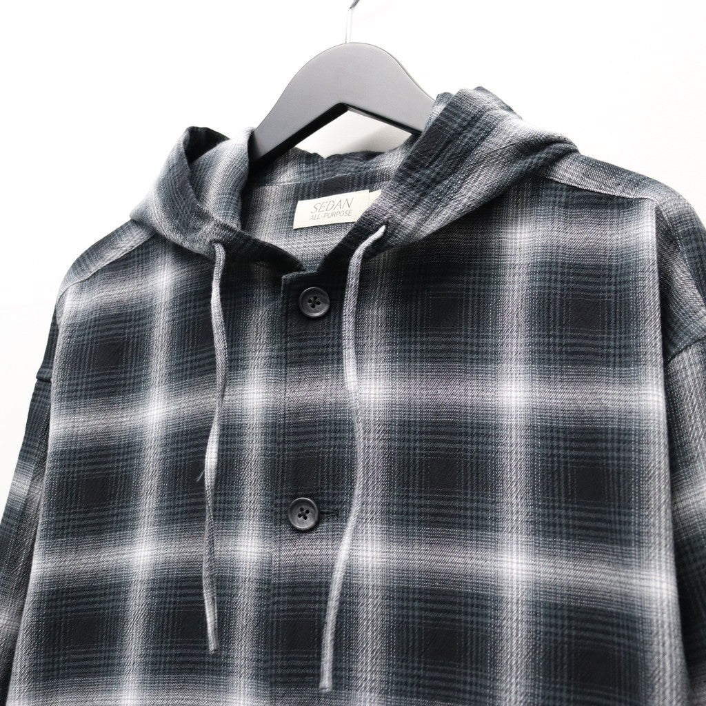 Ombre Plaid Hooded Shirt #Black Plaid [SD26S-SH03]