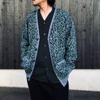 LEOPARD MOHAIR JACQUARD CARDIGAN #BLUE [26FW-WMK-KN17]