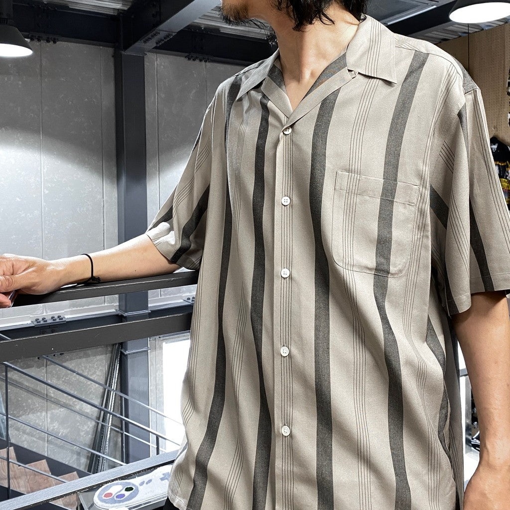 STRIPED OPEN COLLAR SHIRT S/S -TYPE 1- #GRAY [24SS-WMS-OC08 