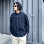 泡泡紗格子長袖襯衫#GREEN [24SS-S01]