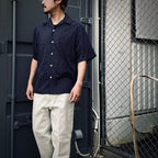 條紋開領襯衫 短袖（TYPE-2）#海軍藍 [25SS-WMS-OC04]